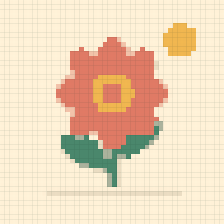 The sample converted into a 48 × 48 crochet pattern with 8 colors