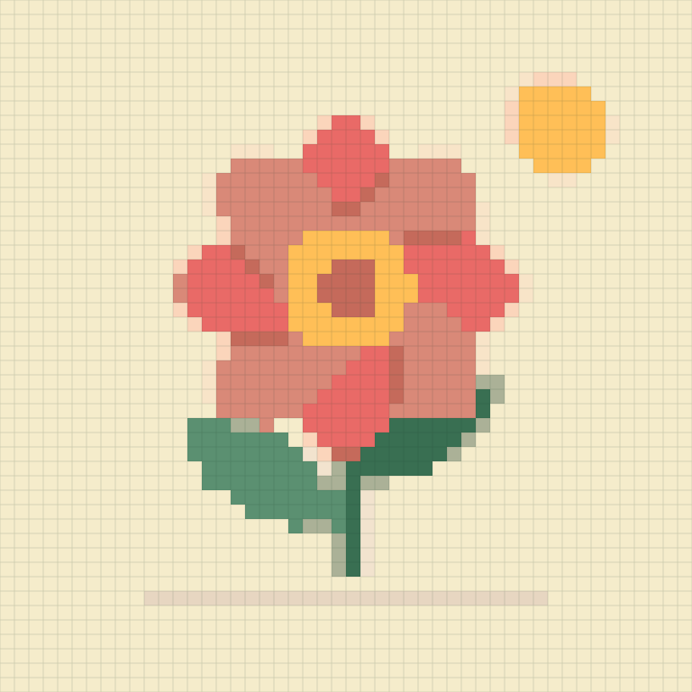 The sample converted into a 48 × 48 diamond painting pattern with 12 colors
