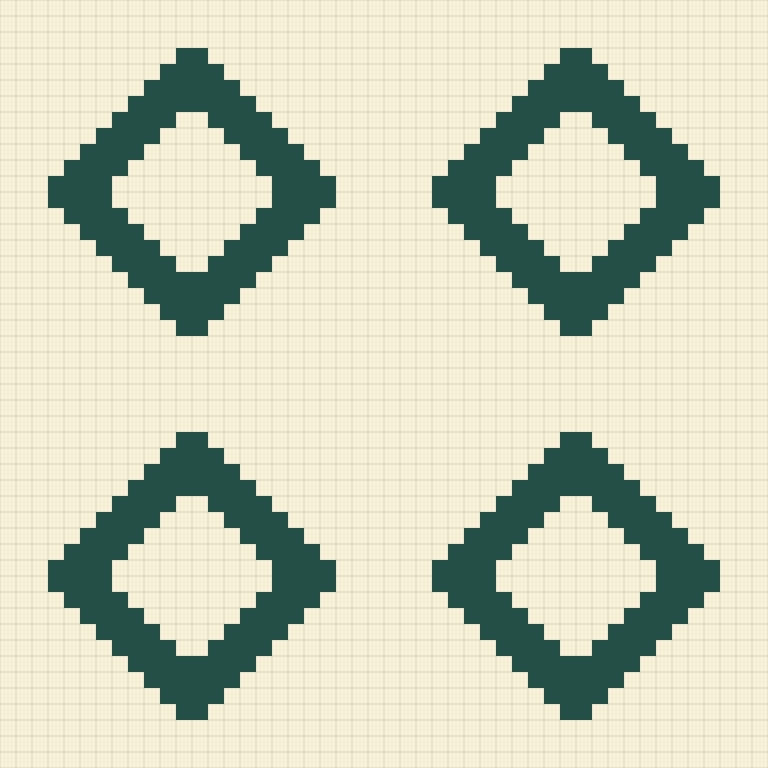 The sample converted into a 48 × 48 mosaic crochet chart with 2 colors