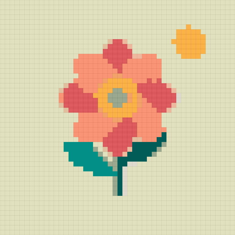 The sample converted into a 48 × 48 Perler bead pattern with 11 colors